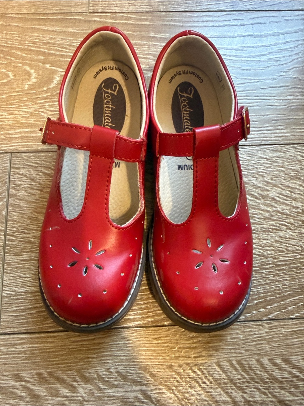 FootMates Red T-Strap Girls' Floral Cutout Dress Shoes